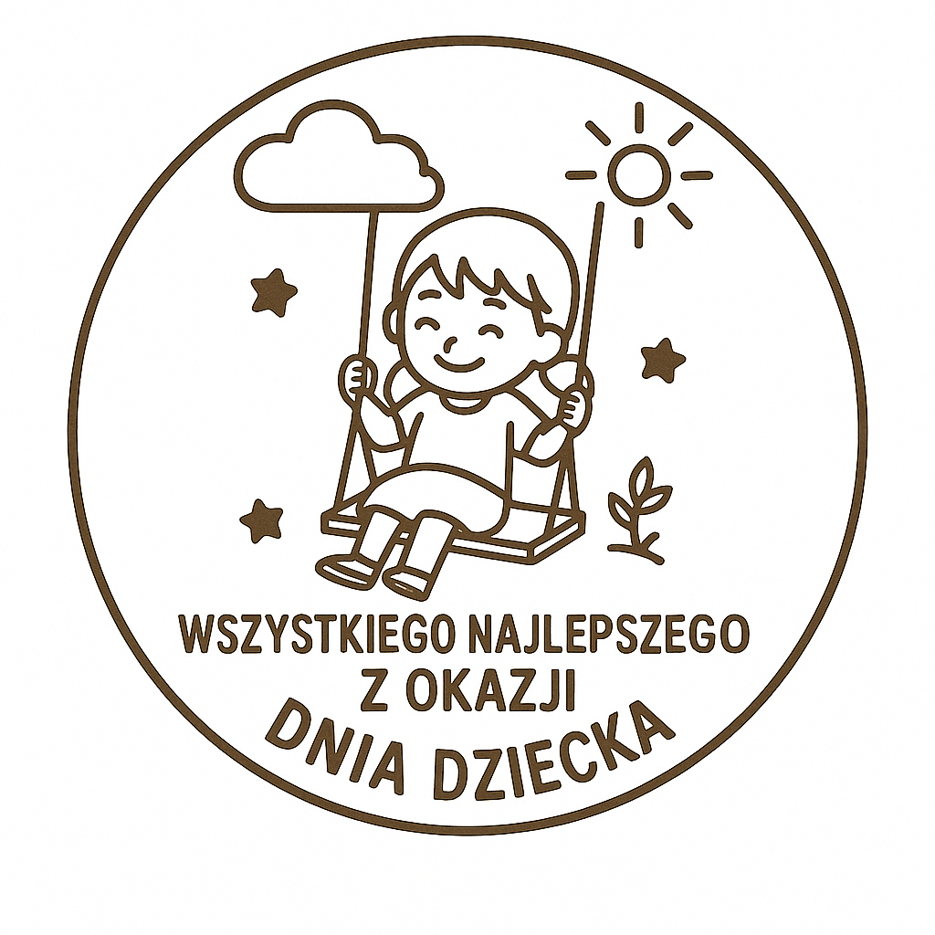 Drewniany medal na dzień dziecka, 65×59 mm