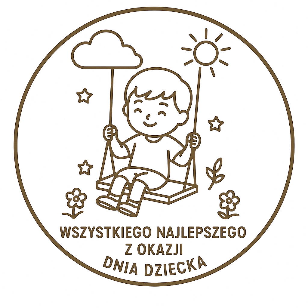 Drewniany medal na dzień dziecka, 65×59 mm