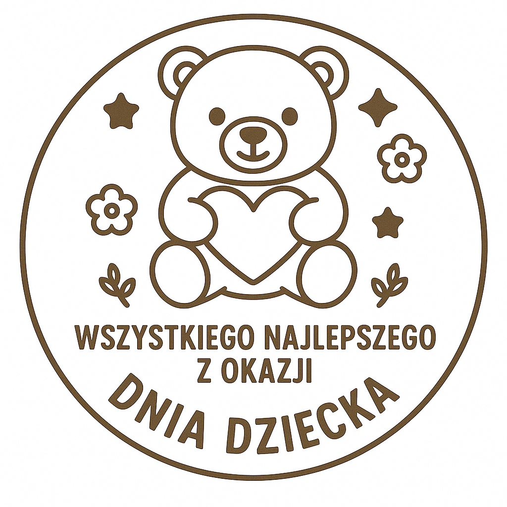 Drewniany medal na dzień dziecka, 65×59 mm