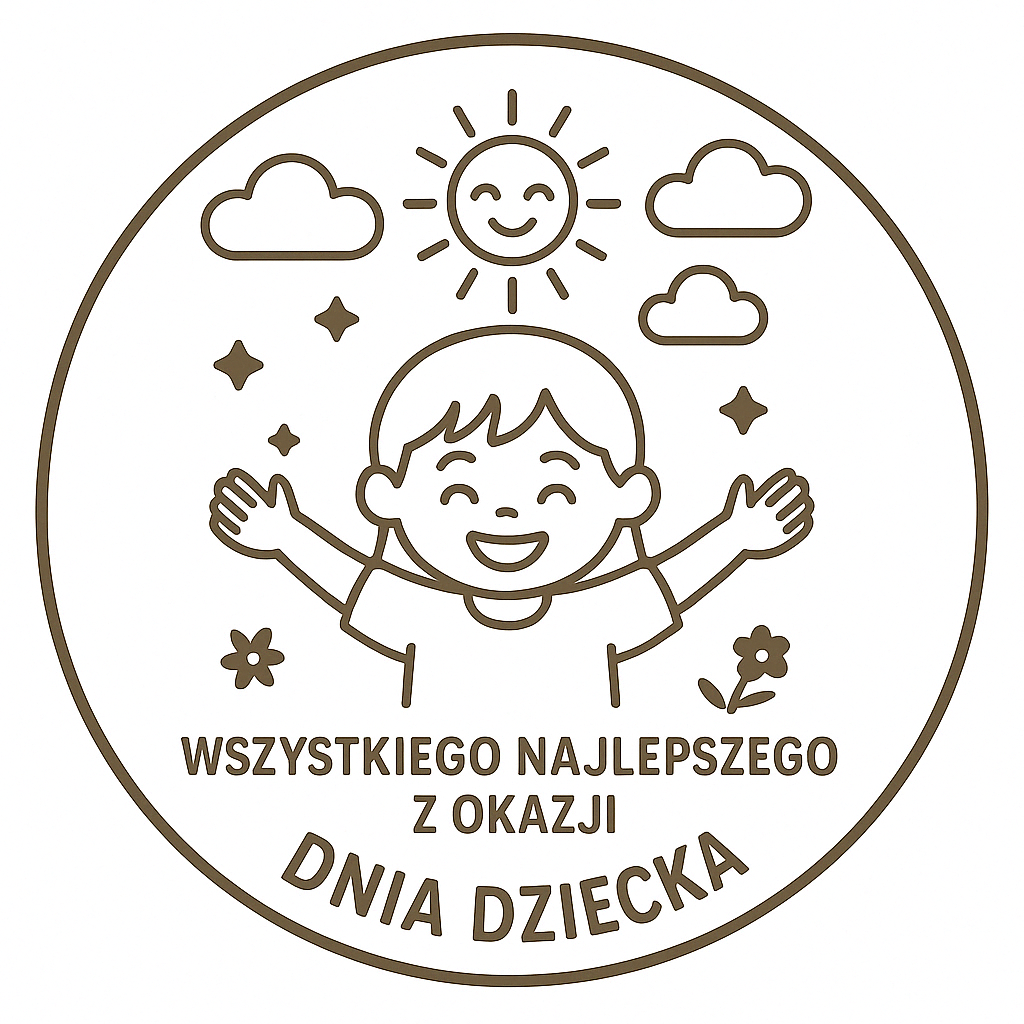 Drewniany medal na dzień dziecka, 65×59 mm