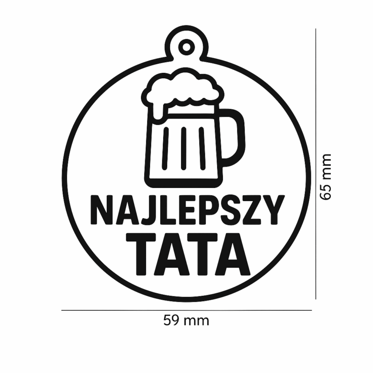 Drewniany medal na Dzień Ojca, 65×59 mm