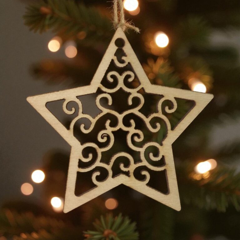 Drewniana Bombka Ażurowa GWIAZDA