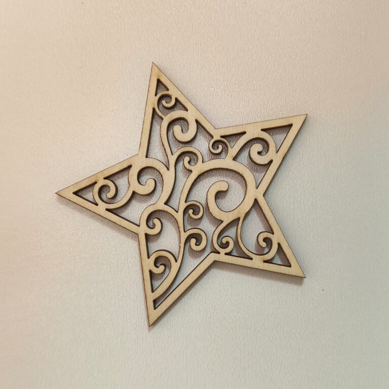 Drewniana Bombka Koronkowa Gwiazda