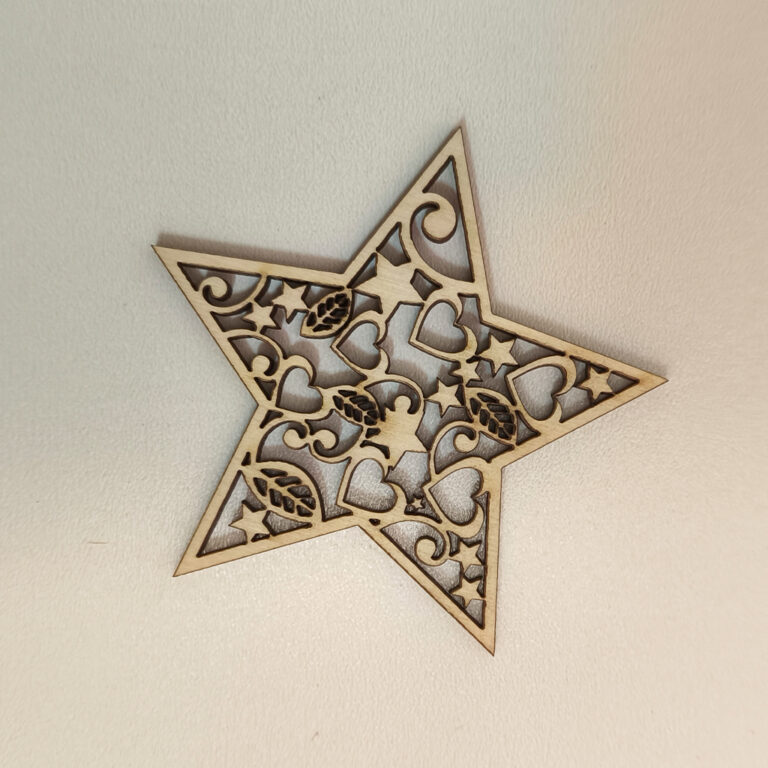 Bombka Drewniana Gwiazda Pełna Serc