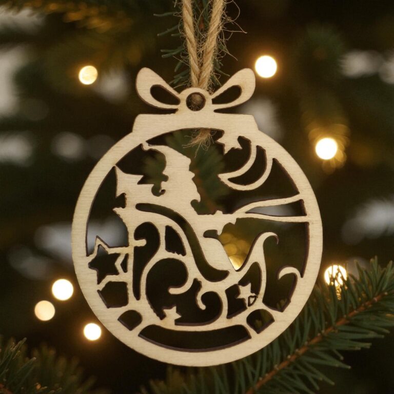 Drewniana Bombka Nocna Podróż Mikołaja