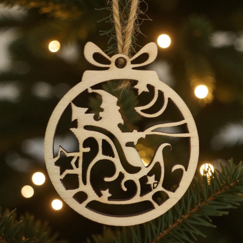 BS08 Drewniana Bombka Nocna Podróż Mikołaja